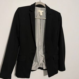 H&M Black Blazer with Striped Liner Size 4